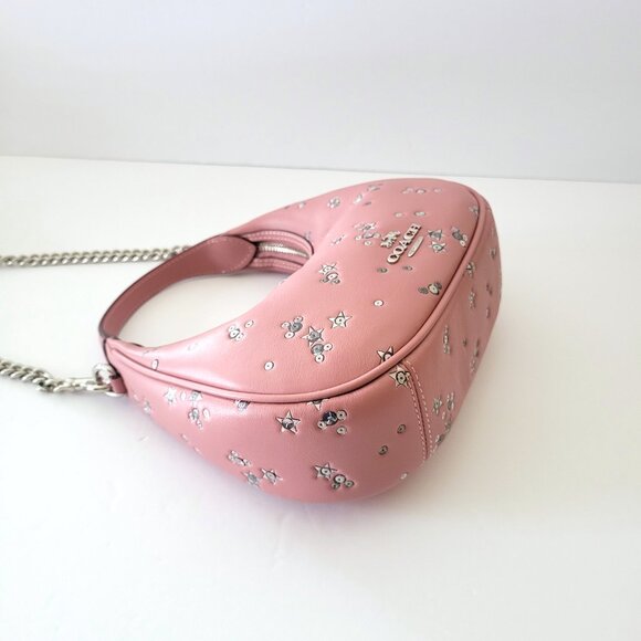 Coach CCE63 Carmen Mini Crossbody Star Embossed Leather Handbag Dusty Pink Multi - Picture 6 of 7